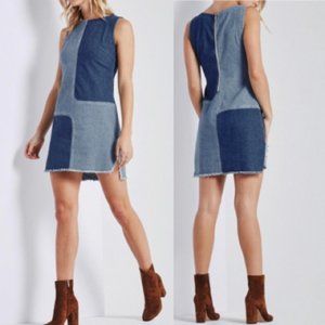 NWT AG The Indie Denim Patch Mini Dress Raw Hem